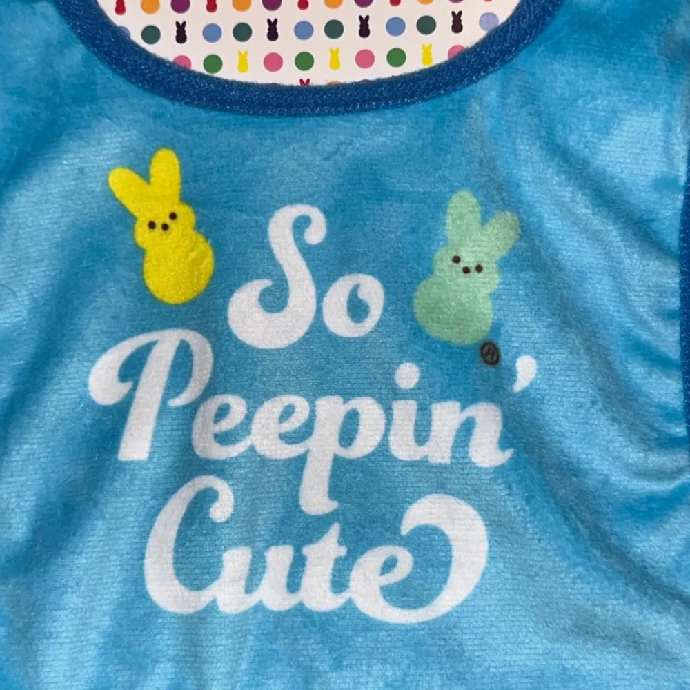 PEEPS Baby Bunny Rabbit BLUE Set Includes Baby Bib and Teether NEW